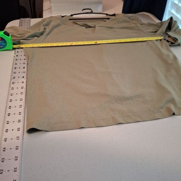 Chico's Size XXL Olive Green Twisted Keyhole Neck 3/4 Sleeve Casual Knit Top - Picture 5 of 9